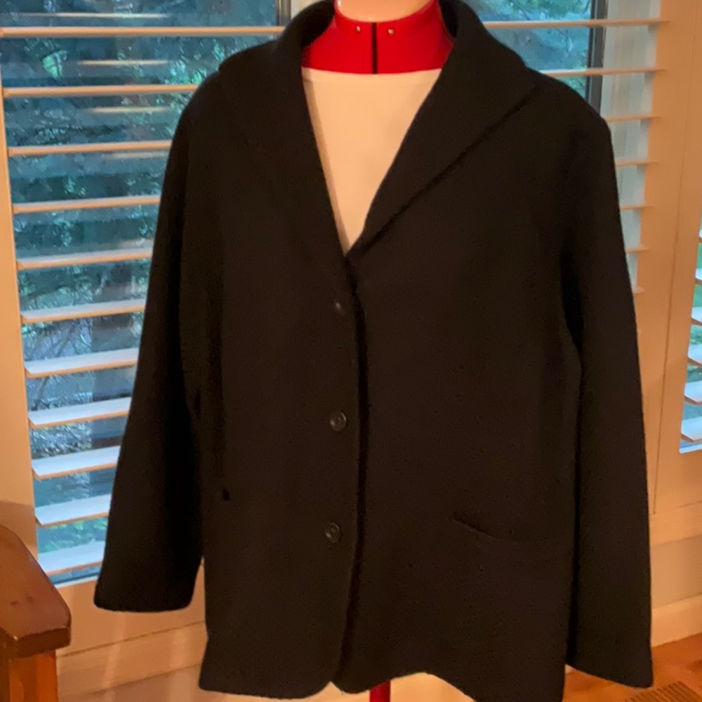 Eileen Fisher Wool Classic Black Blazer 1X
